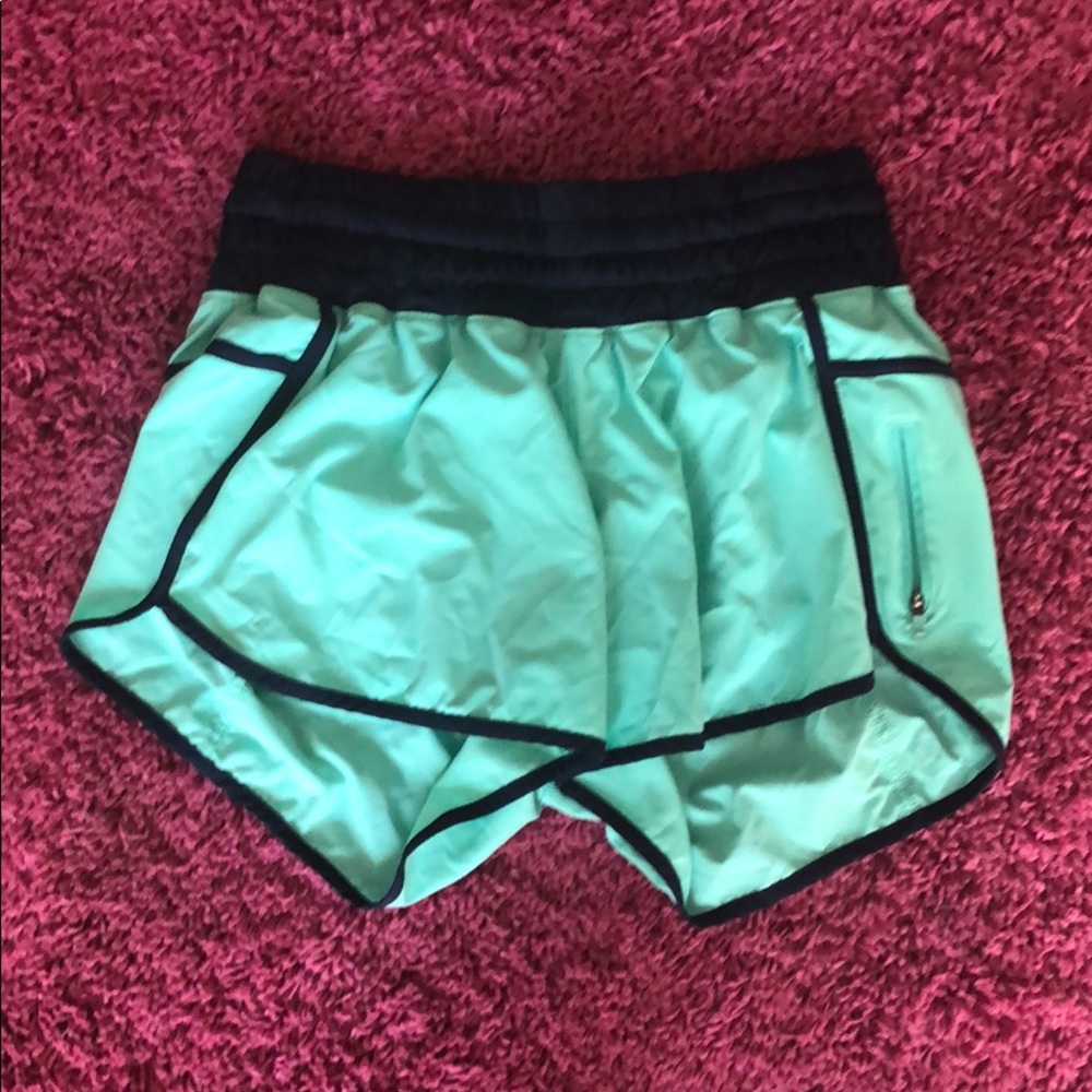 teal and navy lululemon shorts
